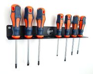 MegaMaxx Wall Mount 15-Slot Screwdriver Rack - Wall Storage Tool Kit in Slot for garage, Workshop, Workstation, DIY and Repair - Black (W 330mm x D 50mm x H- 45 mm)