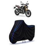 Scrambler 400 X Bike Cover Water Resistant Universal Motorcycle Rain | Heavy Duty UV Protection, Dust, Scratch Indoor Outdoor All Weather with Black Blue Piping Elastic
