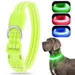 Chalklit Light Up LED Dog Collar, USB Rechargeable Waterproof Reflective Adjustable Flashing Dog Collar Lighted, Glowing in The Dark for Small Medium Large Dogs Night Safety Walking (Small, Green)