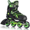 2PM SPORTS Torinx Boys Adjustable Inline Skates, Fun Beginner Roller Skates for Kids, Youth, Girls, Men and Women - Green Medium
