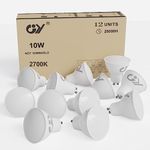 GY GU10 LED Bulbs Warm White 2700K 10W 1100lm, Energy Saving High Lumen Light Bulbs 100W Halogen Light Bulb Equivalent,120° Wide Beam Non-dimmable, Pack of 12