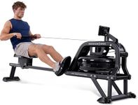 Sunny Health & Fitness Water Rowing Machine, Indoor Exercise Water Rower with Intense Dynamic Real-Time Resistance, Space-Saving - SF-RW5713