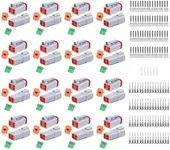 198 PCS Deutsch DT Grey 4 Pin Connectors 16 Set, Waterproof Electrical Wire Connector with Stamped Contacts and Seal Plug for Truck, Off-Road Vehicles, Construction, Agriculture, Motorcycle Wiring