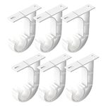 Ceiling Curtain Rod Brackets, White Curtain Rod Holder, 6 Pack Heavy Duty Ceiling Curtain Rod Hooks for for 1 Inch Rod Shower Curtain Rod Bracket Hanger, Easy to Install