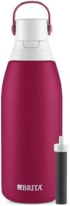 Brita Insulated Filtered Water Bottle with Straw, Reusable, Stainless Steel Metal, Ruby, 32 Ounce