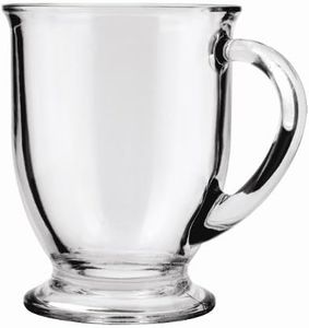 Anchor Hocking 83045A 16-oz Café Glass Coffee Mugs, Clear, Set of 6