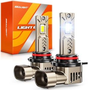 SEALIGHT 9012/HIR2 Light Bulbs, 10X 45000LM Super Brighter, 6500K Cool White HIR2/9012 LED Bulb with Cooling Fan, 1:1 Mini Size, 3MIN Plug N Play, Pack of 2