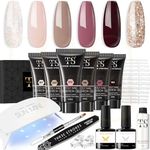 THR3E STROKES Poly Nail Gel Extension Kit for Builder Gel UV Nail Art Kit Nail Extension Set (Nude, Pink, White) (62 Items in the set)( MINIMUM 180S TO DRY)(BEGGINERS KIT) (2)