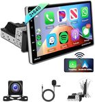 2G 64G Android Single Din Touchscreen Car Stereo Wireless Carplay Android Auto, Rimoody 9 Inch Touch Screen Android 1 din Car Radio with WiFi GPS Navigation Bluetooth FM Radio + Backup Camera