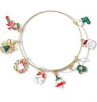 El Regalo Christmas Expandable Charms Bracelet for Women Girls, Thanksgiving Xmas Holiday Crystal Xmas Tree, Santa Clause, Stocking, Bell Charms Bracelet (Style- 2)