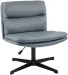 GOTMINSI Cross Legged Office Chair,Armless Desk Chair NO Wheels,Modern Swivel Vanity Chairs with Thickened Cushion,Wide Seat Task Computer Chair for Small Space (Blue)