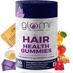 Glomi Gummies Biotin Hair Health Gummies For Stronger Hair & Shiner Skin|60 Days Pack|With High Potency Biotin, Zinc, Folic Acid & Multivitamins|Strawberry Flavored|No Added Sugar|60 Gummies