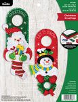 Bucilla 89286E Felt Applique Door Hangers, Christmas Greetings, Set of 2, Cotton