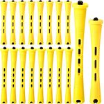 48 Pieces Hair Perm Rods 2 Sizes Plastic Cold Wave Rods Perming Rods Hair Rollers Curlers for Hairdressing Styling (Yellow,0.28 x 2.36 Inch, 0.28 x 3.27 Inch)