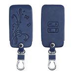 kwmobile Key Cover Compatible with Renault 4 Button Car Key Smart Key (only Keyless Go) - Faux Leather Car Key Fob Protector - Dark Blue