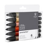 Winsor & Newton 0290160 Professional Earth Tones Marker Set, Khaki/Sandstone/Tan/Terracotta/Walnut/Umber
