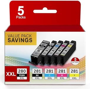 PGI-280XXL/CLI-281XXL Replacement for Canon 281 Ink Cartridges 5 Color Value Pack for Canon 280 281 Ink Cartridges Compatible with PIXMA TR8520 TR8620a TR8620 TR7520 TR8600 TS6120 TS6220 TS9120