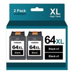 VOREDO 64XL Black Ink Cartridge Replacement for HP 64 XL HP64 Black Ink Cartridge for HP Envy Photo 7858 7855 7155 6255 6252 7120 7158 Envy 7255e 7955e Tango X Terra Printer Remanufactured (2 Black)