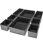 Puricon Drawer Organisers Storage Box for Underwear Clothes, Foldable Fabric Wardrobe Drawer Closet Divider Cubes Containers for Underwear, Bras, Socks, Scarves and Ties -Grey