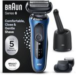Braun Series 6 Electric Shaver for Men with Beard Trimmer, Precision Trimmer and SmartCare Centre, Wet and Dry, UK 2 Pin Plug, 60-B7500cc, Blue Razor