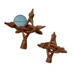 Pack of 2 Stands | 4" and 6" Wooden Tripod Stand - Hand Carved Room Decor Holder, Ideal Crystal Ball Stand, Rock Stand, Vase Holder Stand for Abalone Shell, Decorative Bowl, Sphere, or Geode JC-046-B