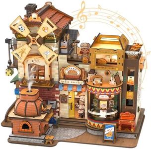 CUTEBEE 3D Wooden Puzzles for Adults - Bread Factory Bakery 576pcs Wooden Mechanical Model DIY Building Kit with Music and Lights, Bookshelf Decor, DIY Craft Gifts for Adults(Bread Factory)