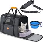 Dog Carrier Morpilot Cat Carrier Pet Travel Carrier Bag Airline Approved Folding Fabric Pet Carrier for Small Medium Cats Dogs Puppies, w/Locking Safety Zippers, Foldable Bowl (Black)