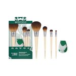 EcoTools Core Five Makeup Brush and Sponge Kit, For Eyeshadow, Blush, Bronzer, Eyeliner, & Foundation, Makeup Blending Sponge, Brush Essentials, 5 Piece Set