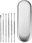 Ear Wax Removal Kit - 6 Piece Ear Cleansing Tool Set, Stainless Steel Ear Curette Earwax Removal Kit for Thorough Ear Cleaner with Spiral Spring Cleaner Pick Unclogger with Storage Case