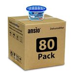 ANSIO Dehumidifier 500ml Pack of 80 Condensation Remover Moisture Absorber Dehumidifiers for Damp, Mould, Moisture in Home, Kitchen, Wardrobe, Bedroom, Caravan, Office, Garage, Bathroom, Basement