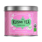 KUSMI TEA, Green Rose - Loose Leaf Tea Tin - Rose flavoured Oraganic Green Tea, 100g