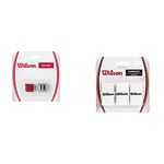 Wilson Tennis Vibration Dampener with Logo for Rackets Pro Feel, Red/Silver, Pack of 2 & Unisex Adult Pro Overgrips, White, NS