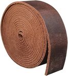 Genuine Leather Strip 1 1/2 Inch Wide 64 Inches Long for DIY Craft Projects, 1.8-2mm Thick, Coffee Brown