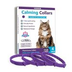 Cat Calming Collar (Pack of 4), Pheromone Infused Behaviour Support - Clinically Proven Anti-Stress & Anxiety Relief for Cats - Waterproof, Adjustable, Long-Lasting Comfort (Purple)