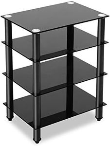 Artiss TV Stand 4 Tiers Entertainment Unit HiFi Media CD Shelf, Home Office Universal, Fits LED LCD Flat Screen Monitor Tempered Glass Aluminium Fixings