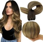 Full Shine Sew In Hair Extensions Balayage Hair Extensions Sew In Weft Hair Extensions Human Hair Color Dark Brown To Ash Brown Mix Blonde Human Hair Weft 105G 22 Inch