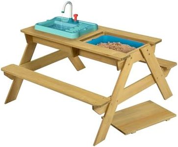 TP Toys Splash & Play Wooden Picnic Table Including A Splash Tub And Sin. Recycles The Water, Wooden Picnic Table Sandpit, Kids Garden Furniture And Outdoor Dining, FSC Certified Wood - 2 Years +