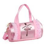 besbomig Girls Ballet Dance Bag, Pink Shoulder Crossbody Sports Bag, Princess Ballet Shoes Dancewear Storage Handbag Barrel Tote for Ballerina Dancer Kids Children