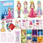 Magnetic Dress Up Dolls Girls Toys, Princess Mermaid Fairy Ballerina Unicorn Foil Art Craft Fun Kits with 4 Dress Up Dolls, 107 Magnets with Glow Edges, Travel Toys Games Gift for Kids 3 4 5 6 7 8 9
