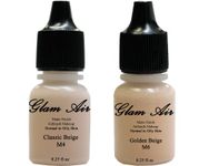 Airbrush Makeup Foundation Matte M4 Classic Beige and M6 Golden Beige Water-Based Makeup Long Lasting All Day Without Smearing Running, Fading or Caking 0.25 Oz Bottle by Glam Air