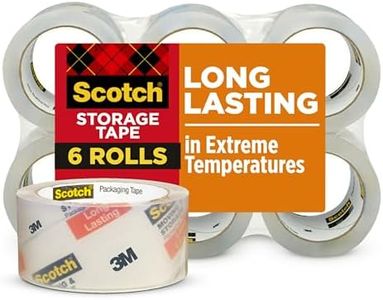 Scotch Long Lasting Storage Packaging Tape, 1.88" x 54.6 yd, Designed for Storage and Packing, Stays Sealed in Weather Extremes, 3" Core, Clear, 6 Rolls (3650-6)