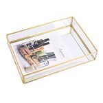 Sooyee Gold Tray Mirror, Rectangle Mirror Tray can Hold Perfume, Jewelry, Cosmetics, Makeup, Magazine and More,Decorative Tray for Vanity,Dresser,Bathroom,Bedroom(12ââ‚¬Âx8 x2)