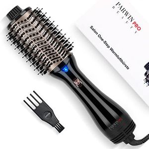 One-Step Brosse Soufflante, PARWIN PRO BEAUTY Brosse Seche Cheveux, Brosse Coiffante Ovale 4 en 1, Soins Ioniques, Brosse Chauffante Brushing, Sécher, Lisser, Volumiser, Coiffer, 1000 Watts, Noir