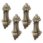 MOROBOR Vintage Pendant Pulls, 4pcs Carved Zinc Alloy Knobs Bronze Single Hole Handle for Cabinets Wardrobe Cupboard Closets Drawer Door Furniture Decorative