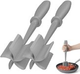 2 Pcs Meat Chopper, Hamburger Grinder, Premium Heat Resistant Smasher for Ground Beef, Burger Grinder Nylon Potato Mix Tool-Black-Grey