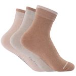 Laulax Ladies 3 Pairs Naturally Colored Organic Cotton Socks, Gift Set, Size UK 3-7 / Europe 36-40, Beige, Light Brown, Cream, Gift box