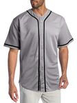 Hat and Beyond Mens Baseball Jersey Button Down Shirts Active Team Sports Uniforms, Gray, Medium