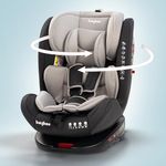 Baybee Convertible Car Seat for Baby 0 to 12 Years with 360° Rotatable, ISOFIX, 3 Position Recline, Headrest Adjustable | ECE R44/04 Safety Certified | Baby Car Seat for Toddlers Kids Boy Girl (Grey)