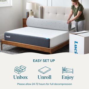 LUCID 3-Inch Memory Foam Mattress Topper – Queen Size