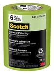 Scotch Painter's Tape, Green Masking Tape for General Painting, 24 Mm (6 Rolls) - 2055